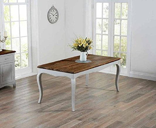 Sheesham Wood Vaughan 6 Seater Dining Table Set for Home Living Room | Dining Furniture | Grey and Brown