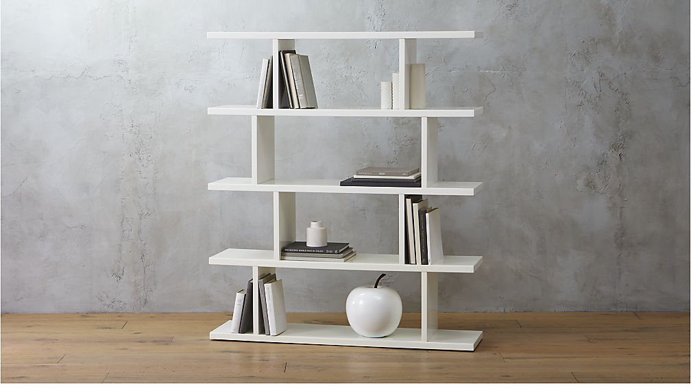Solid Wood Rise 5 Tier Bookcase Shelf for Living Room | Book Shelves | White Finish
