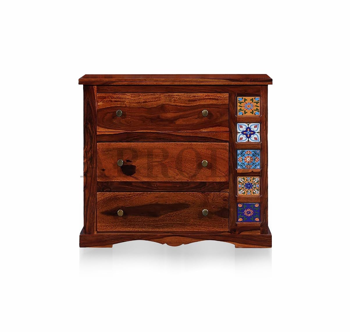 APRODZ Siramika Sheesham Wood Dressing Table with Three Drawer Storage for Living Room (Honey Oak Finish)