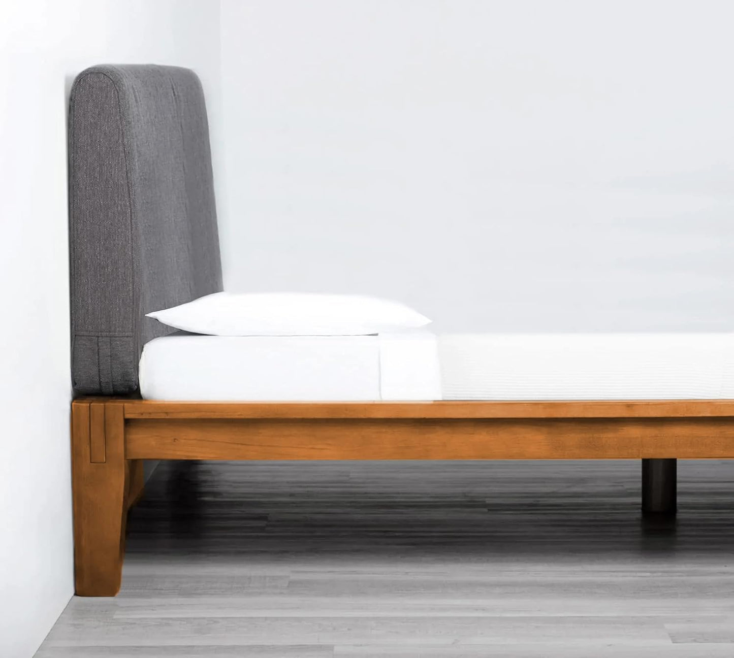 APRODZ Juno Upholstered and Acacia Wood Platform Bed (bd-483-q, Queen)