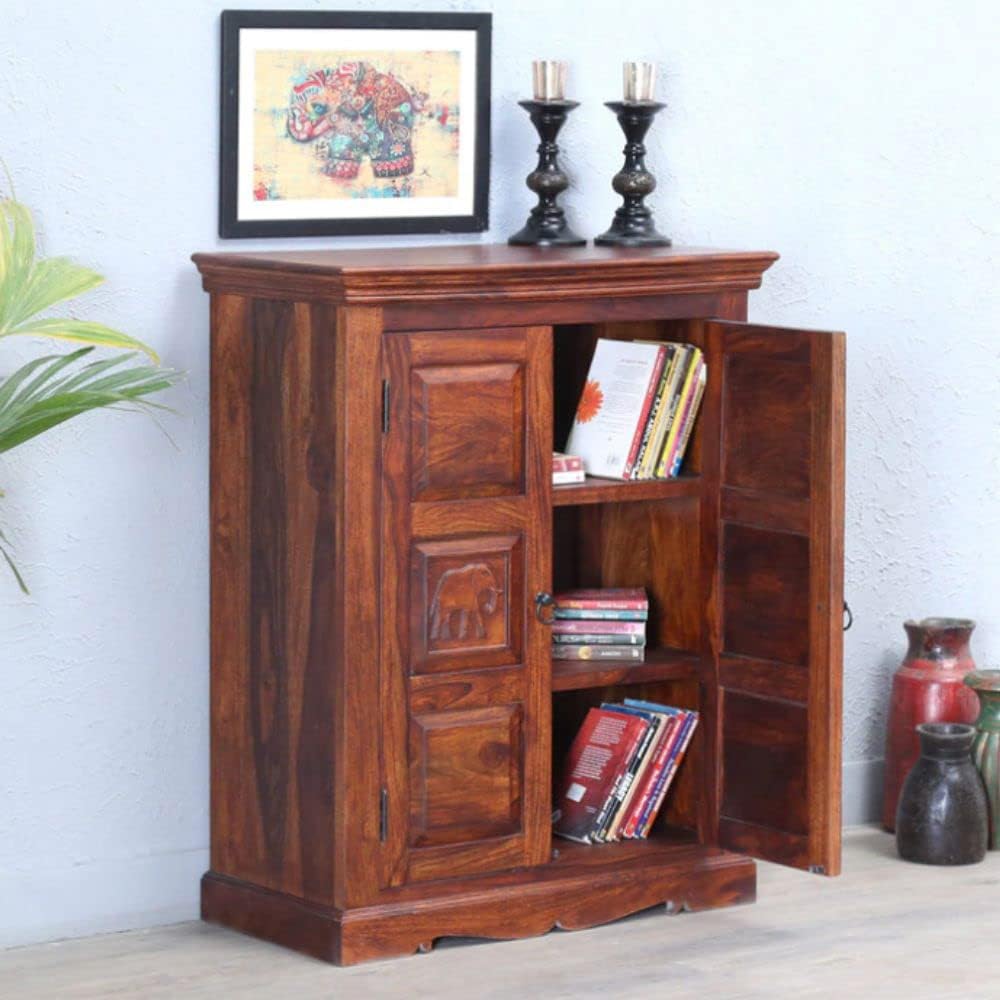 Furniture Wooden Cabinet for Storage | Cabinet for Living Room Furniture | Kitchen Cabinet Wooden Furniture | Sheesham Wood (Honey Oak)