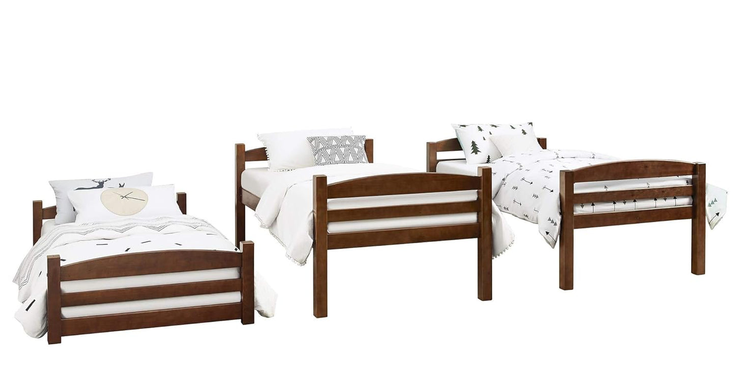 APRODZ Ipsotu Mango Wood Bunk Bed Without Storage Single Bed Furniture for Bedroom Living Room Home (Mango - Brown)