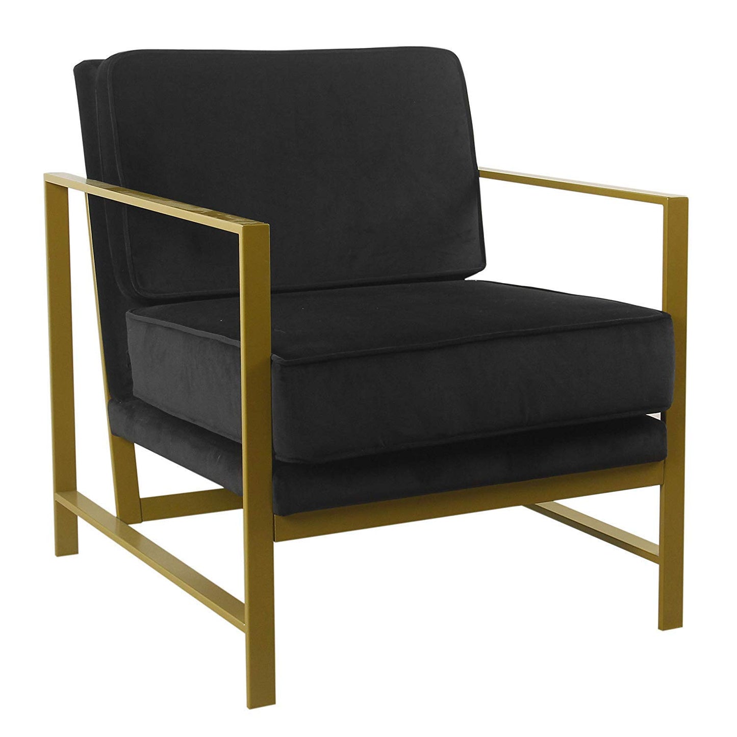 Aprodz Hudson Modern Velvet Accent Chair, Metal Frame, Navy