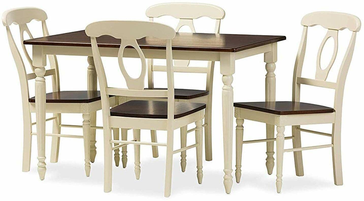 APRODZ Solid Wood Pensac 4 Seater Dining Table Set for Home | Dining Furniture | Brown & White Finish