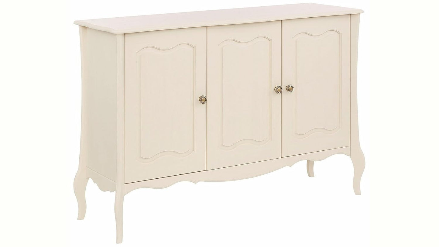 APRODZ Solid Wood Cali Sideboard Storage Cabinet for Living Room | White