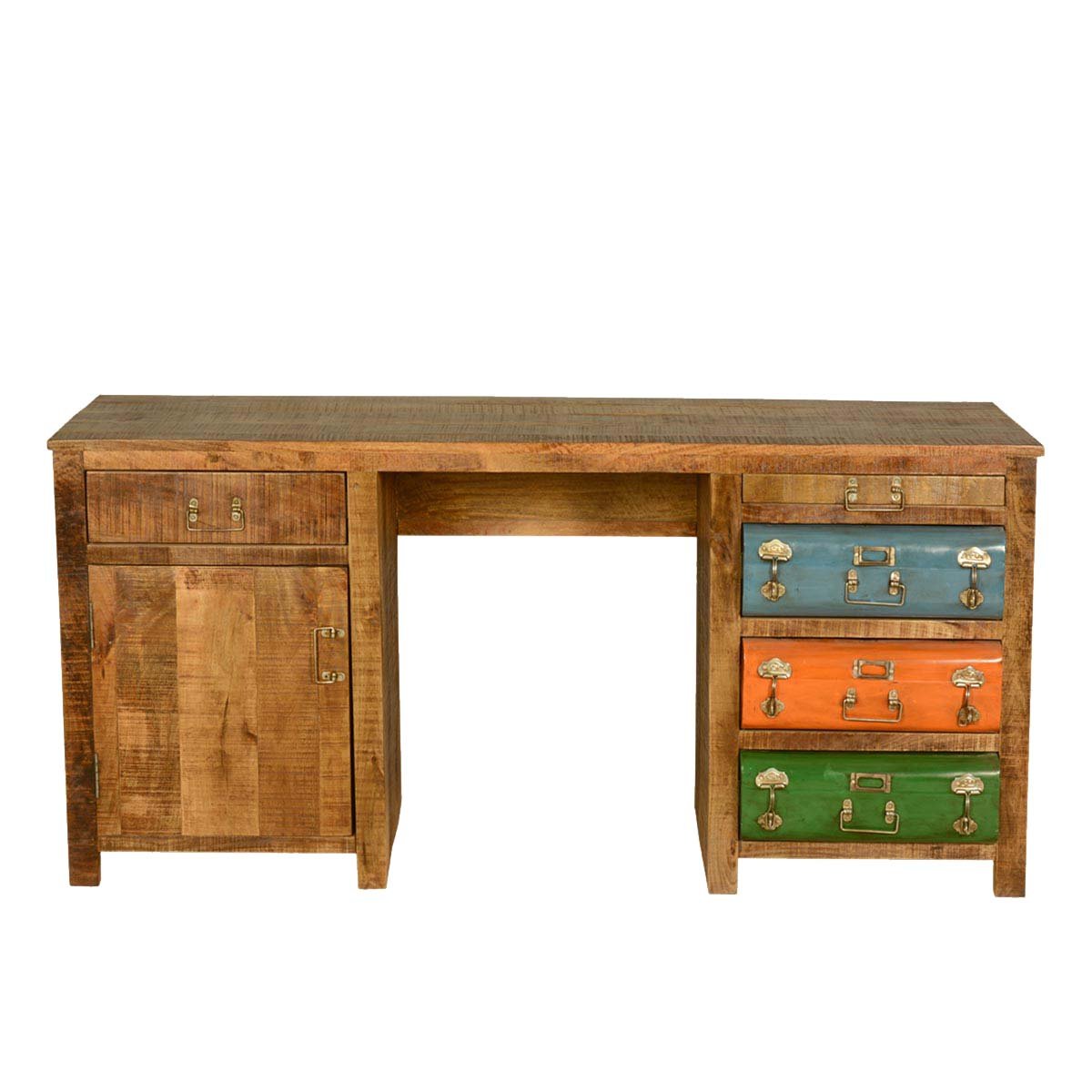 Mango Wood Calio Study Desk Table for Home and Office | Brown + Black Powdercoated Finish