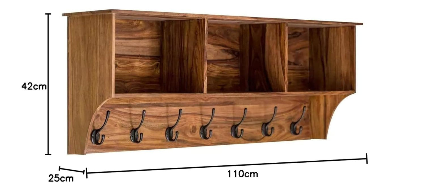 Plata Sheesham Wood Storage Cubby Shelf