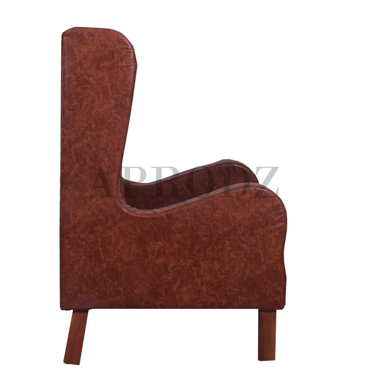 APRODZ Raja Wing Chair for Living Room, Bed Room Tufted Wing Back Accent Chair, Cushioned Lounge Chair Single Seater Sofa |Luxury Rest Chair Arm Chair Sofa (Brown Suede Leatherette)