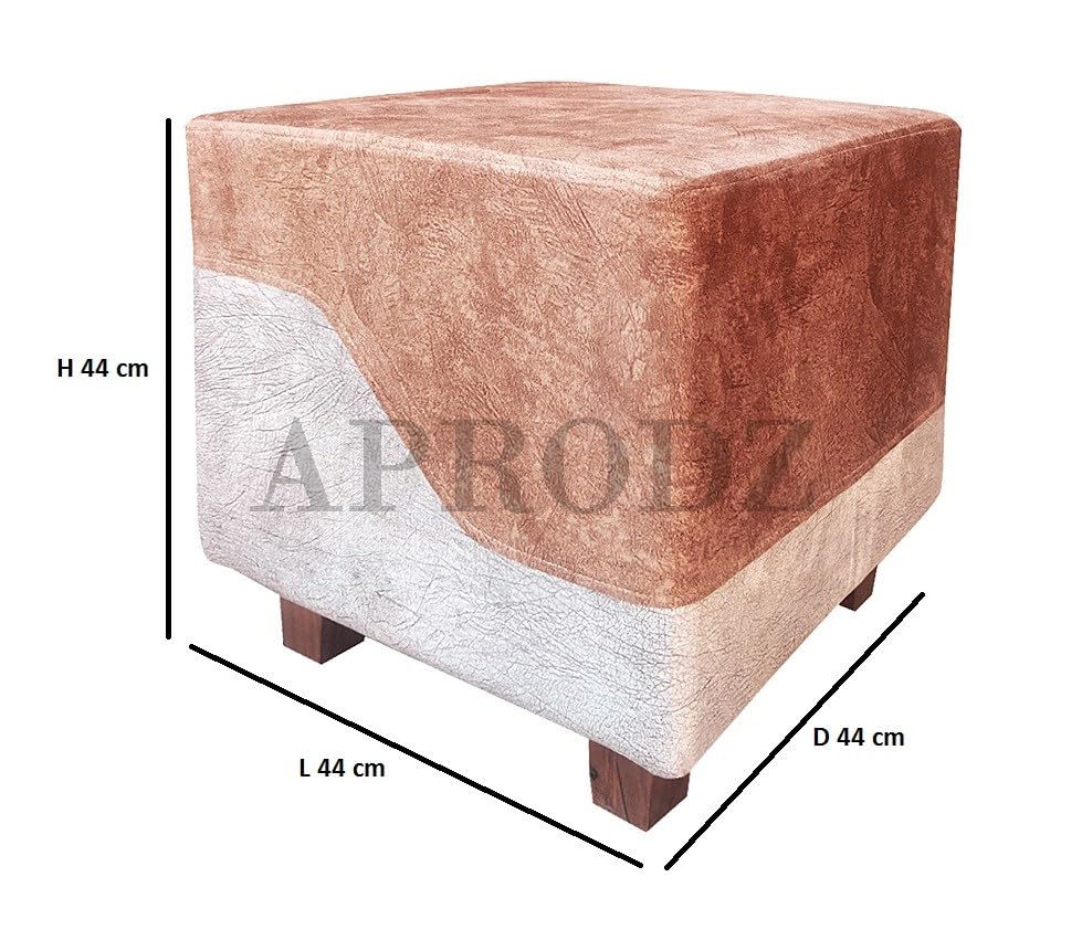 Ottoman Stool for Living Room | Pouffes for Sitting| Foot stools | Office Stools | Decoration & Dressing Table Suede Fabric Set of 1 Light Brown..