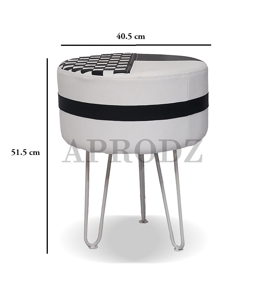 Upholstered and Steel Frame Puffy Stool Grass Green Fabric + Black Powdercoated - Set of 2