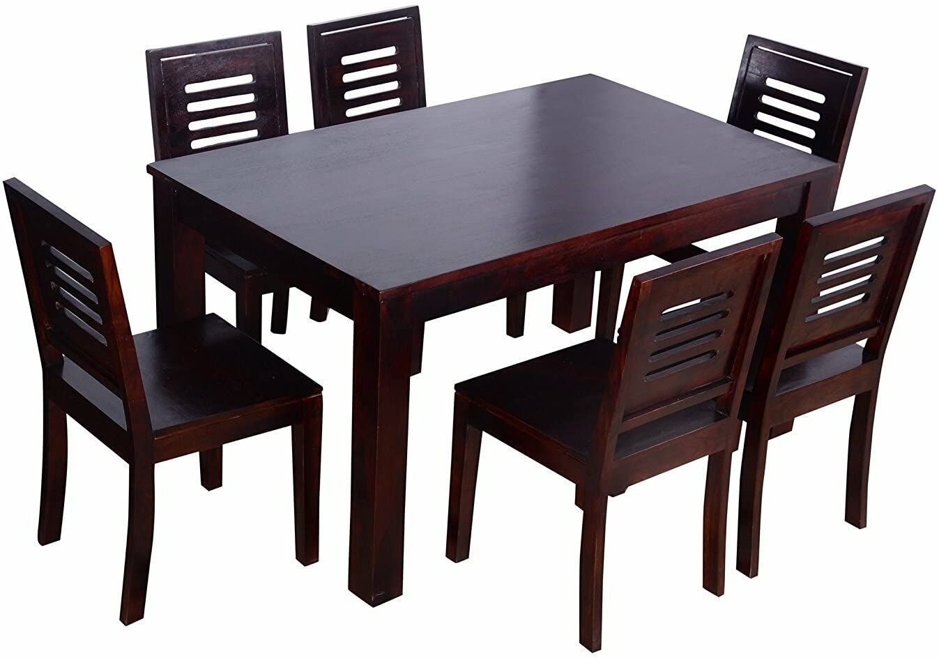 Sheesham Wood Selzo 6 Seater Dining Table Set for Home | Dining Furniture | Brown Finish