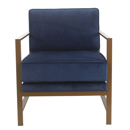 Aprodz Hudson Modern Velvet Accent Chair, Metal Frame, Navy