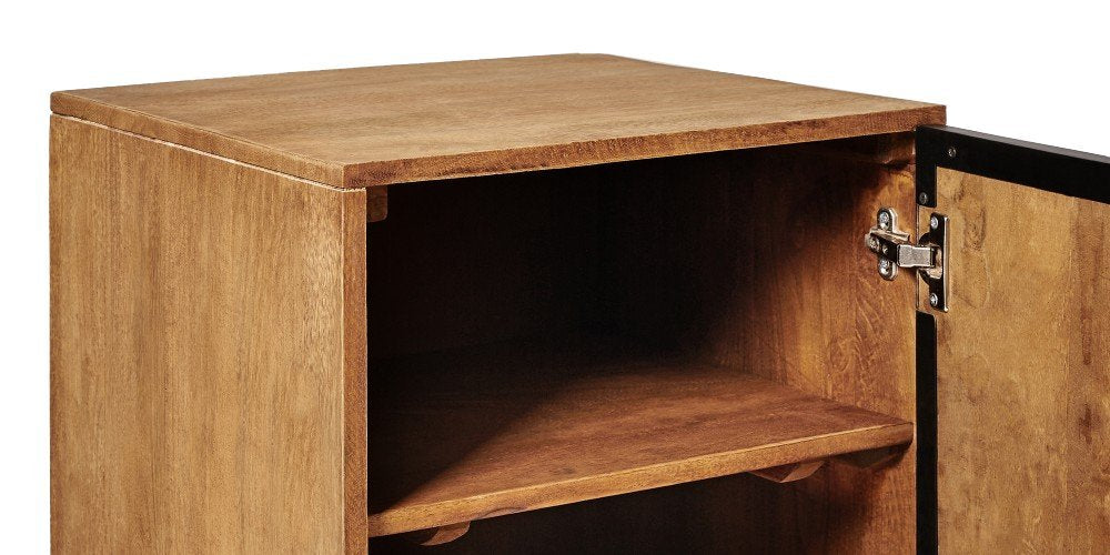 Mango Wood Two Door Bed Side Borad Storage Cabinet for Living Room | Brown