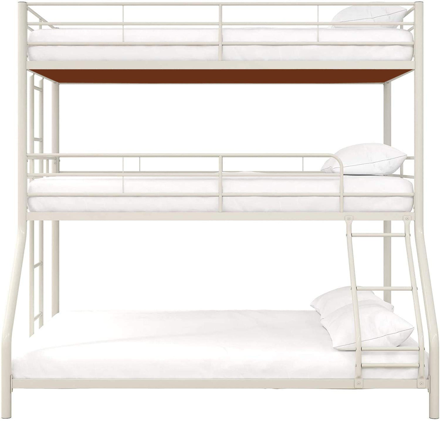APRODZ Chavez Twin/Twin/Full Size Metal Triple Bunk Bed (Metal - White Powdercoated)