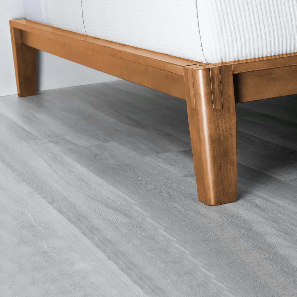 APRODZ Juno Upholstered and Acacia Wood Platform Bed (bd-483-q, Queen)