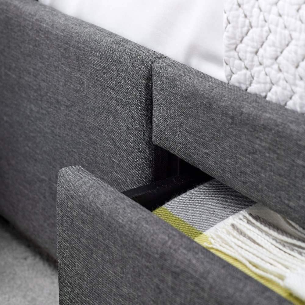 APRODZ Solid Wood Bray King Size Bed with 2 Drawers for Bedroom | Grey Finish