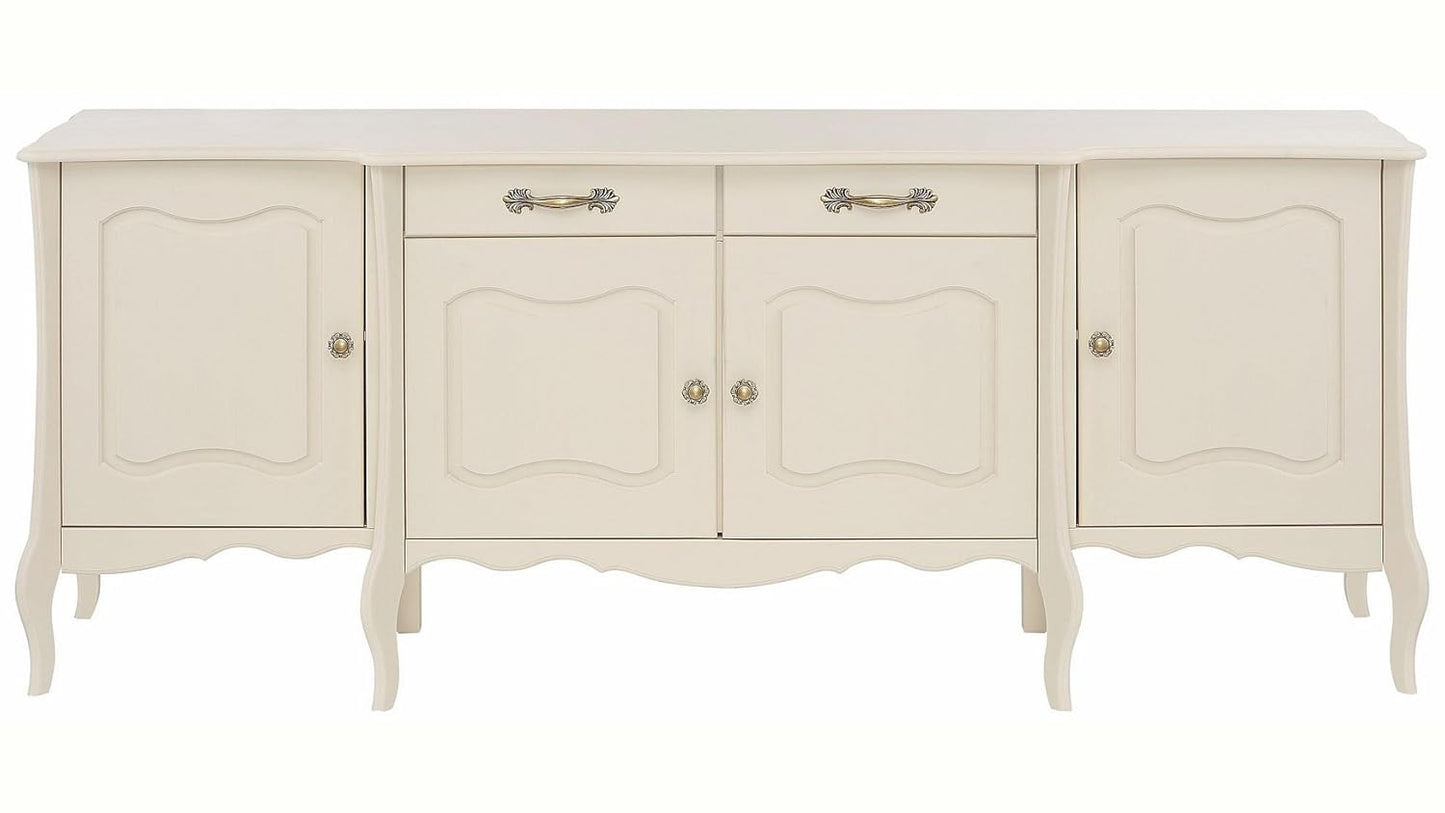 APRODZ Mango Wood Rosario Sideboard Storage Cabinet for Living Room | Wooden Cabinet for Home | White Finish