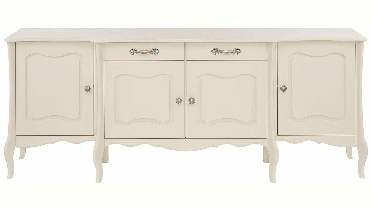 APRODZ Mango Wood Rosario Sideboard Storage Cabinet for Living Room | Wooden Cabinet for Home | White Finish