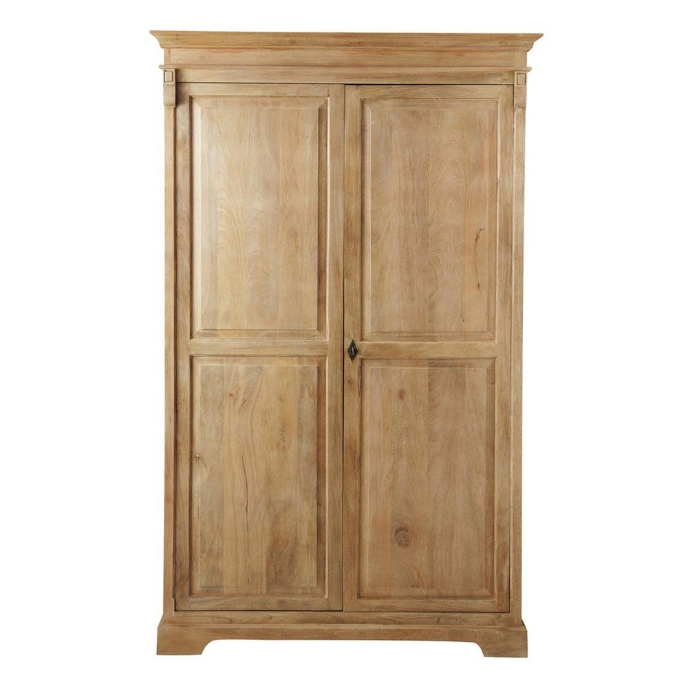 Aprodz Mango Wood Multipurpose Storage 2-Door Pattaya Wardrobe Almirah for Living Room | Brown Finish