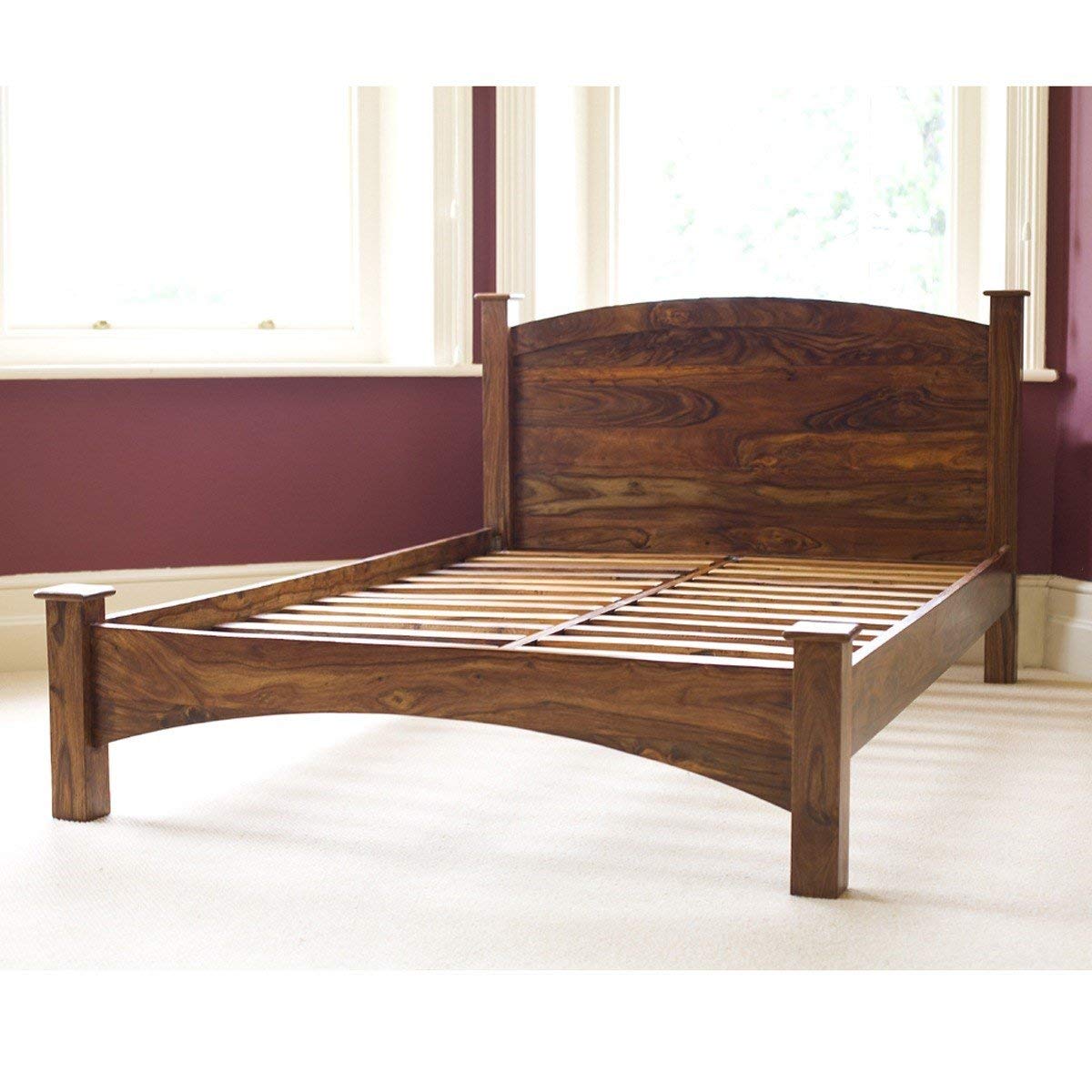APRODZ Sheesham Wood Without Storage Queen Size Omaha Bed for Bedroom Stylish | Brown