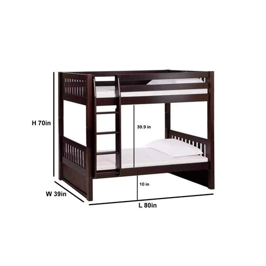 APRODZ Sheesham Wood Moyer Bunk Bed for Bedroom | Brown Finish