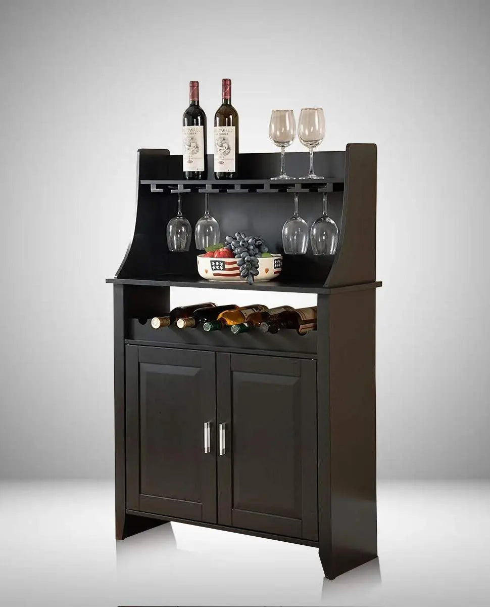 APRODZ Mango Wood Miller Wine Storage Stylish Bar Cabinet for Living Room | Brown Finish