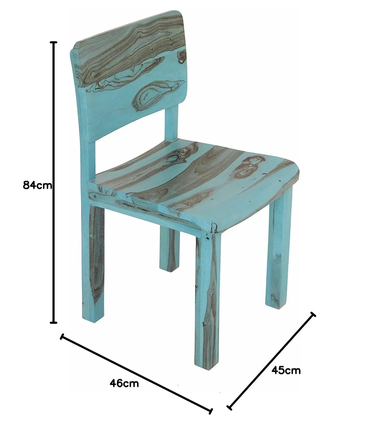 Solid Wood Cuiaba Dining Chairs for Living Room | Set of 2 Wooden Chair | Blue