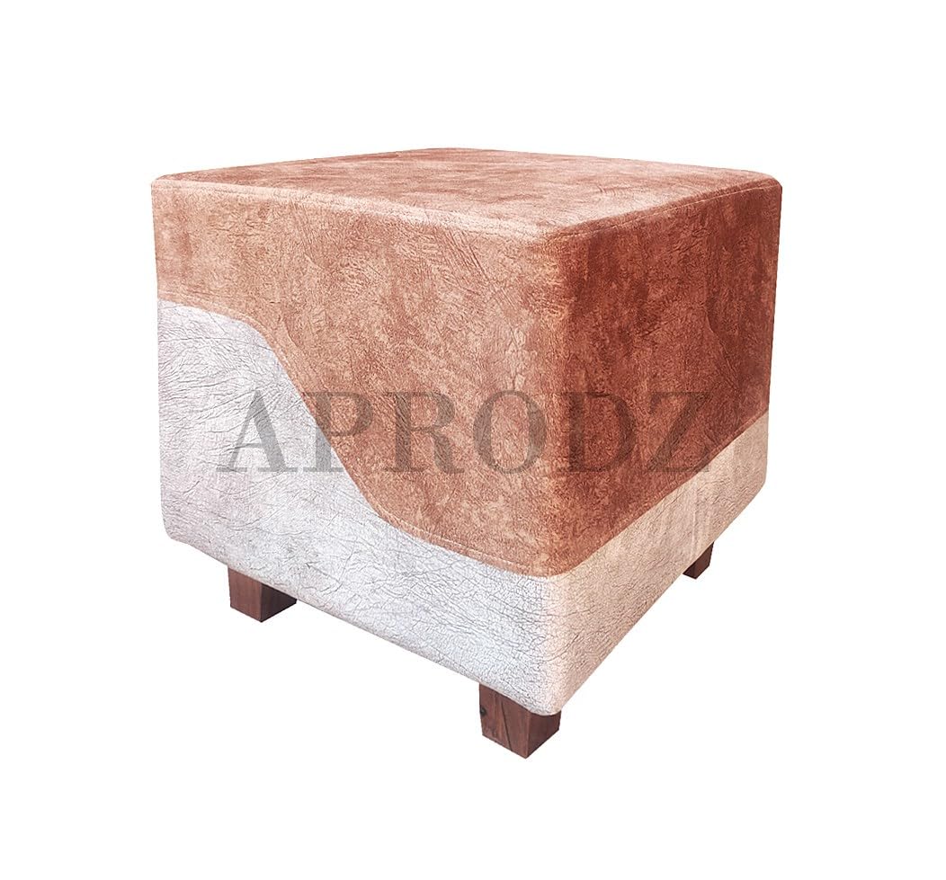 Ottoman Stool for Living Room | Pouffes for Sitting| Foot stools | Office Stools | Decoration & Dressing Table Suede Fabric Set of 1 Light Brown..