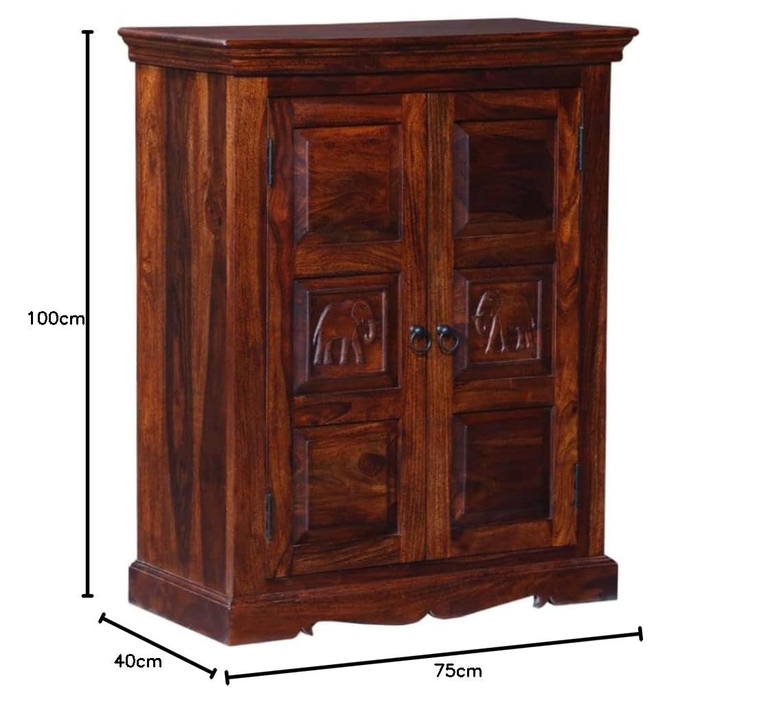 Furniture Wooden Cabinet for Storage | Cabinet for Living Room Furniture | Kitchen Cabinet Wooden Furniture | Sheesham Wood (Honey Oak)