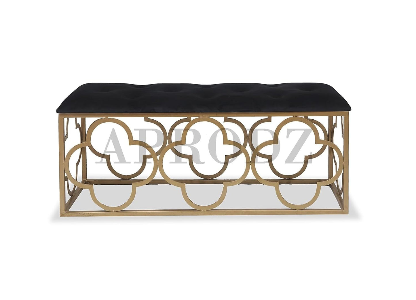 Entryway Bench Black Velvet and Metal (Metal - Gold)