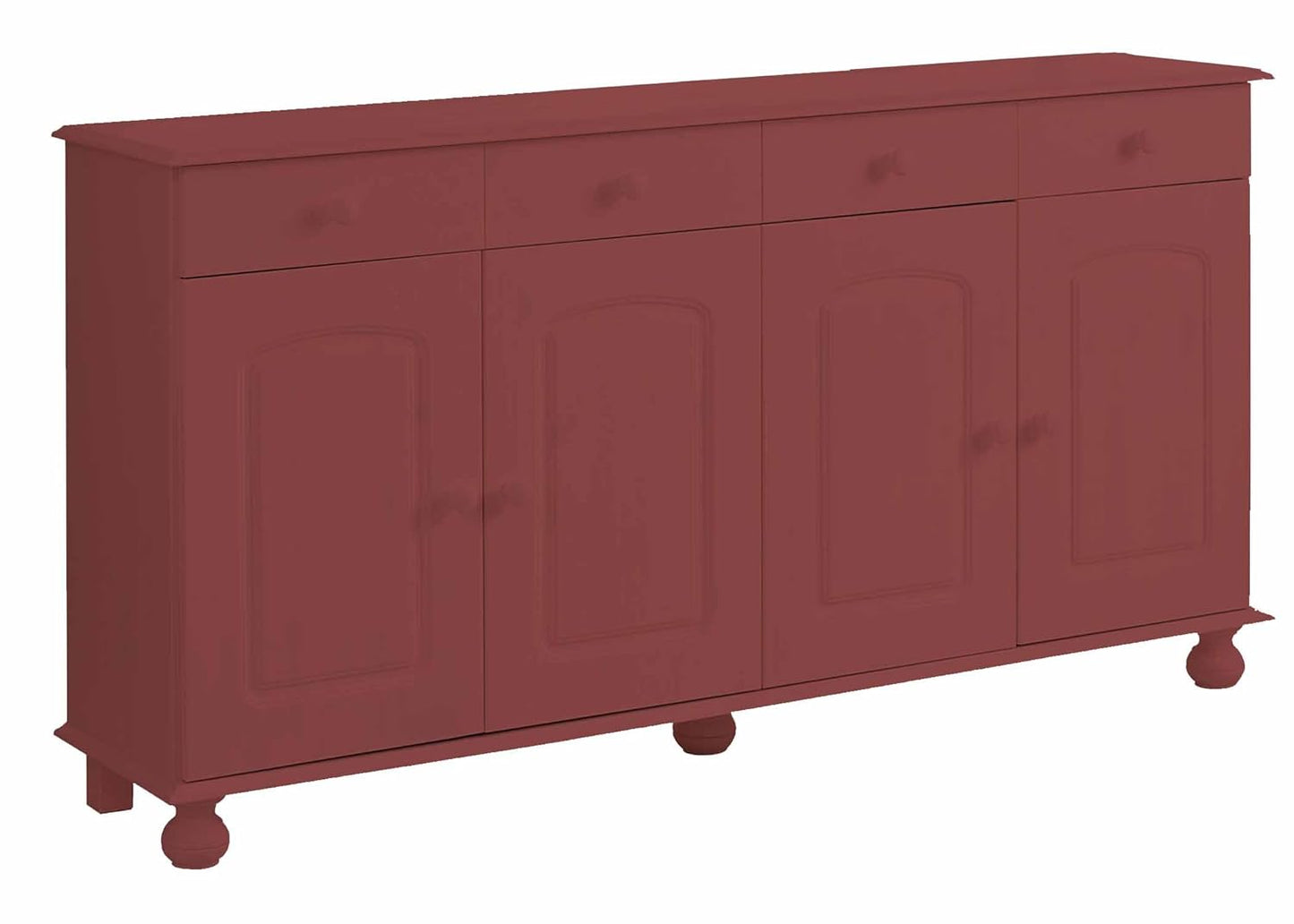 APRODZ Solid Wood Campinas Sideboard Storage Cabinet for Living Room | English Vermilion
