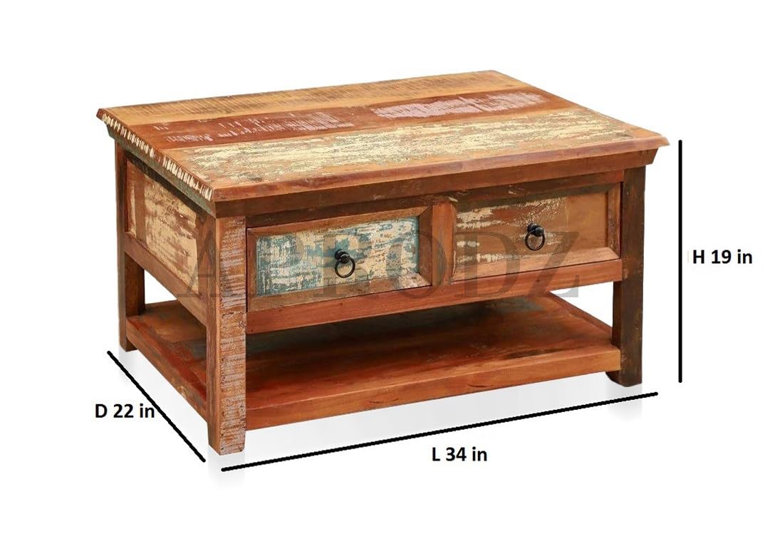 Vintage Distress Finish Reclaimed Wood Coffee Table | Perfect for Cozy Spaces