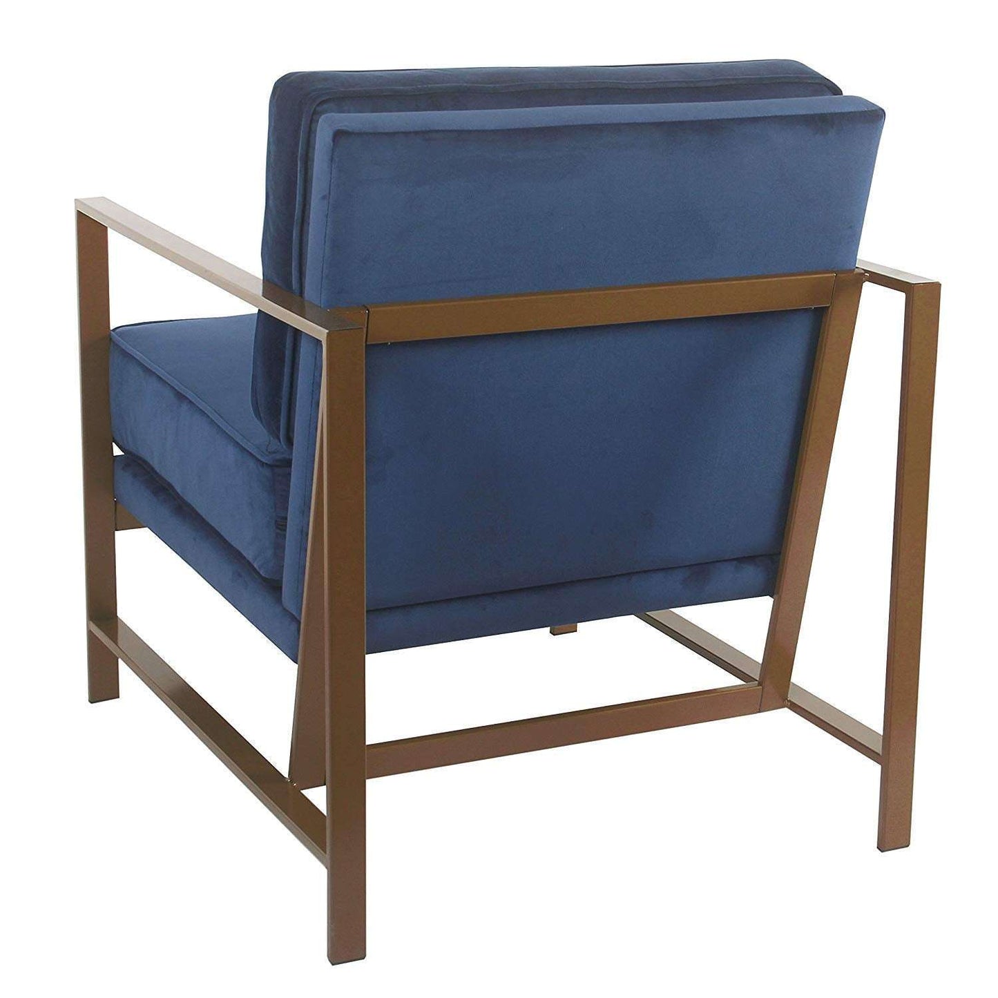 Aprodz Hudson Modern Velvet Accent Chair, Metal Frame, Navy