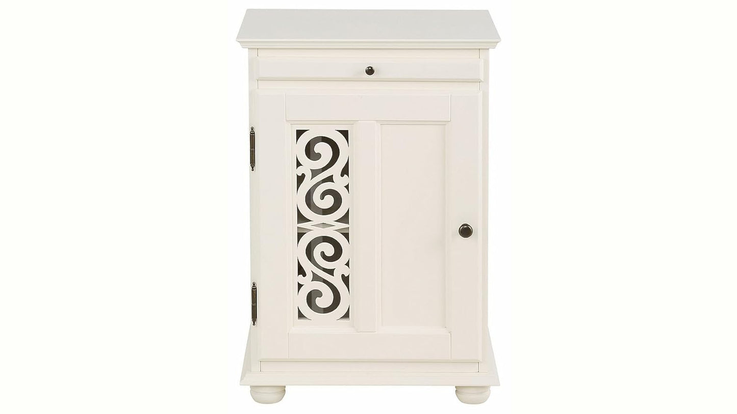Mango Wood Dolega One Door and One Darwer Bedside Storage Table for Living Room | White Finish