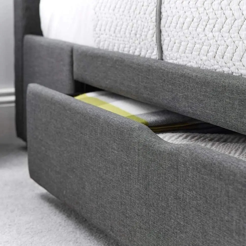 APRODZ Solid Wood Bray King Size Bed with 2 Drawers for Bedroom | Grey Finish