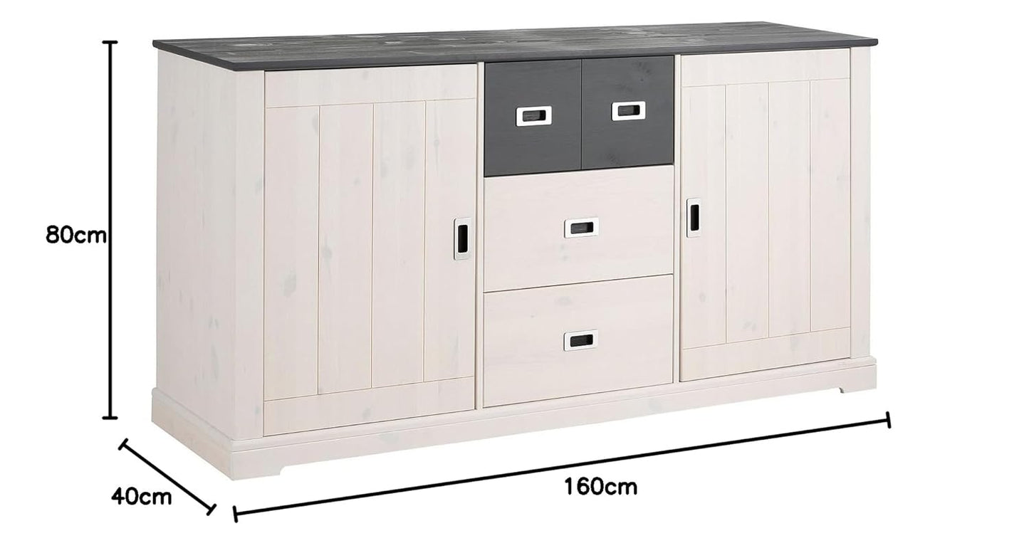 APRODZ Solid Wood Horizonte Sideboard Storage Cabinet for Living Room