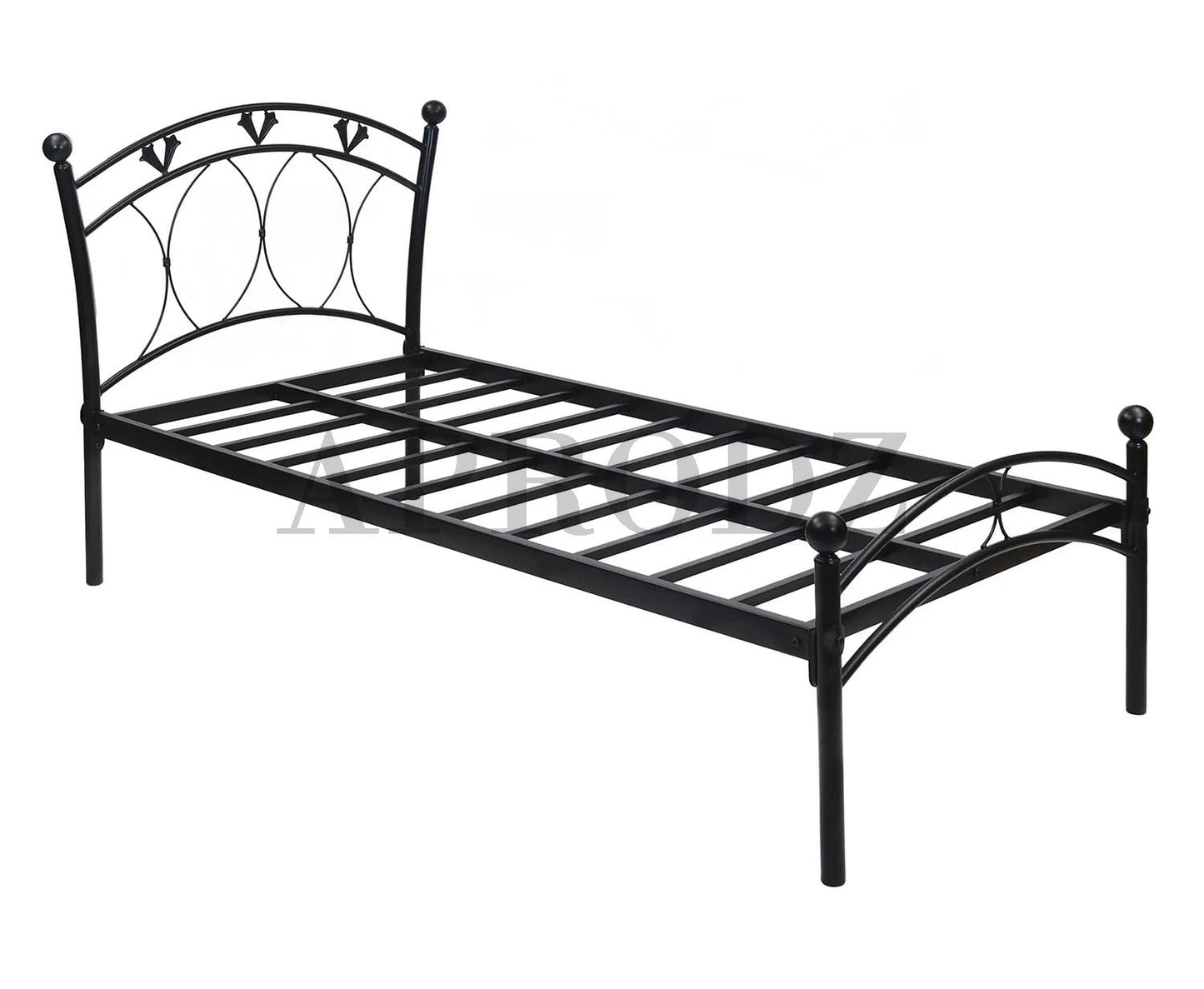 Black Powder-Coated Single Metal Bed | Sturdy and Durable Frame | Modern Minimalist Design | Easy Assembly | Ideal for Small Spaces