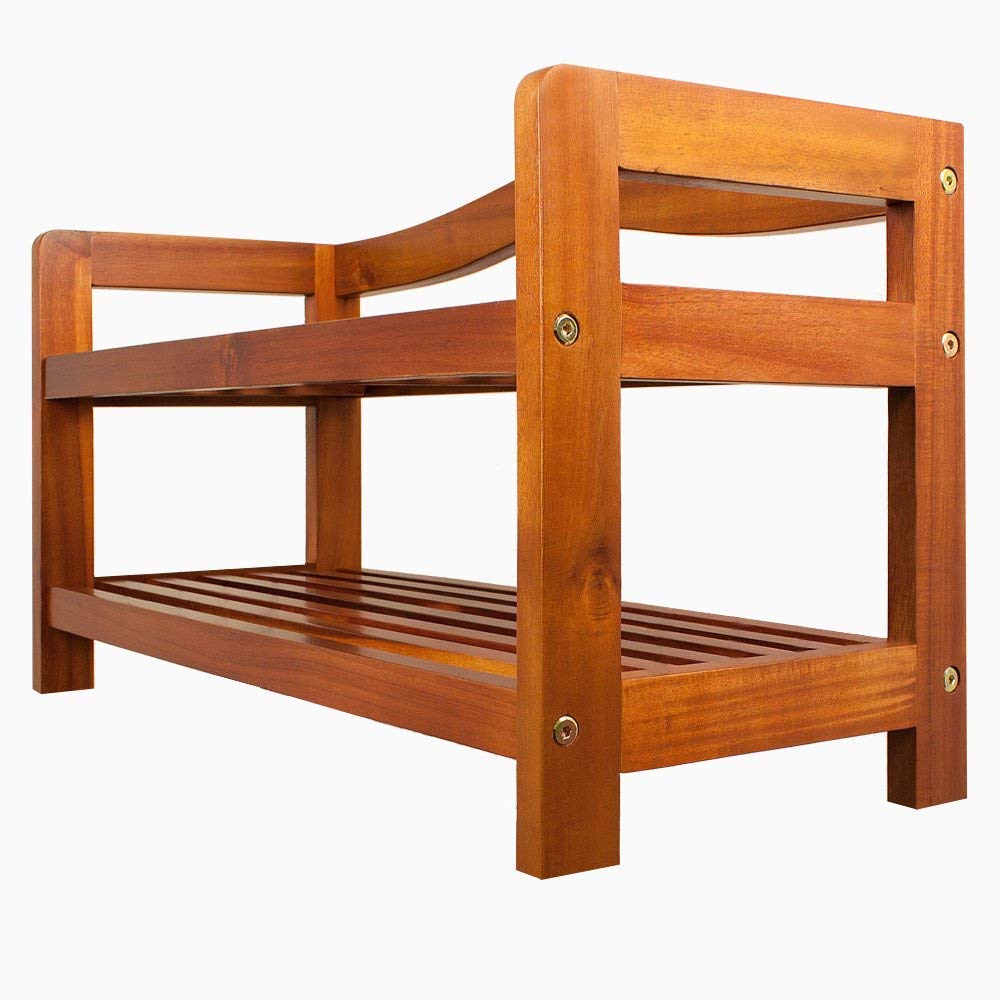 Wooden Shoe Rack 2 Tier Storage Cabinet Wood Shelf for Hallway Large Furniture Organiser Unit Brown Cupboard Racks