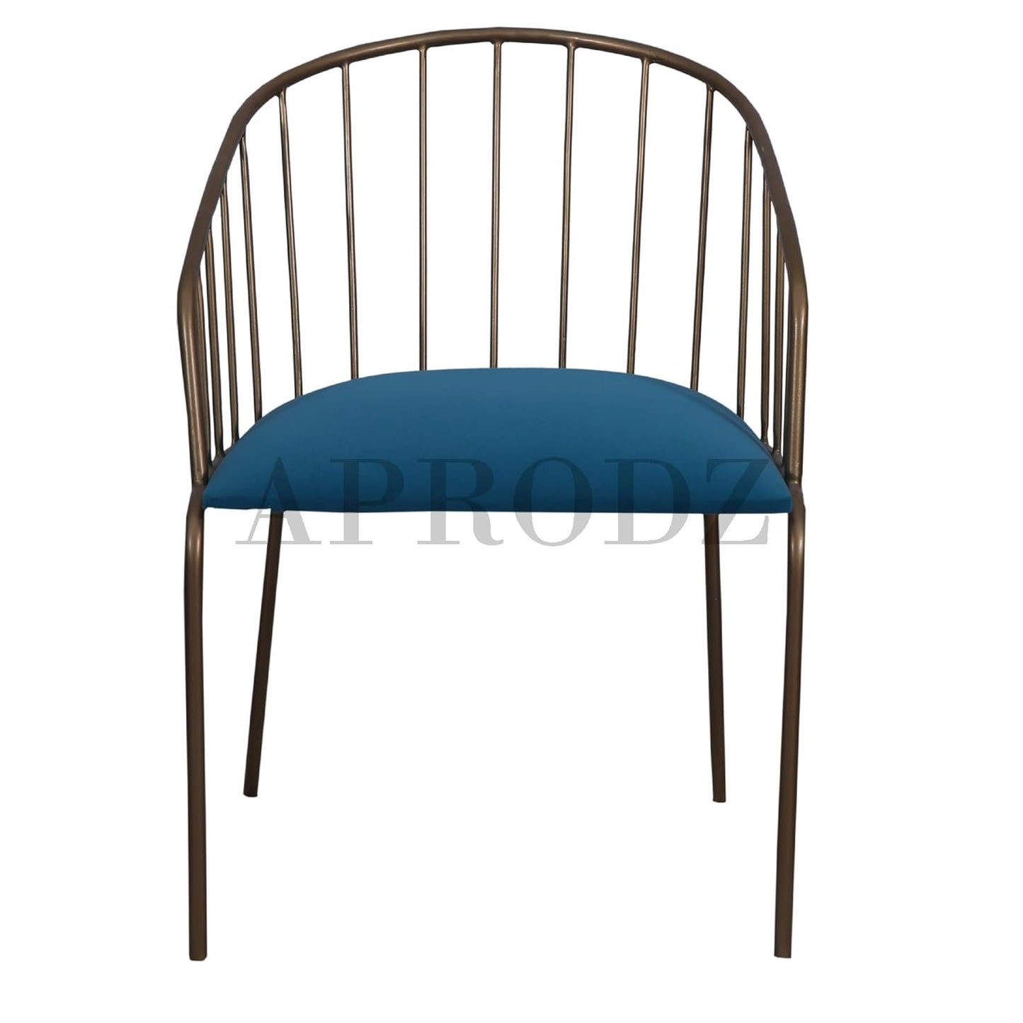 Kampi Upholstered Velvet and Metal Dining Outdoor Restaurant Chair Set for Home | Set of 2 Chair | Light Blue + Gold Powdercoated Finish