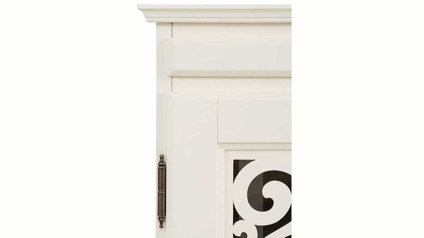 Mango Wood Dolega One Door and One Darwer Bedside Storage Table for Living Room | White Finish