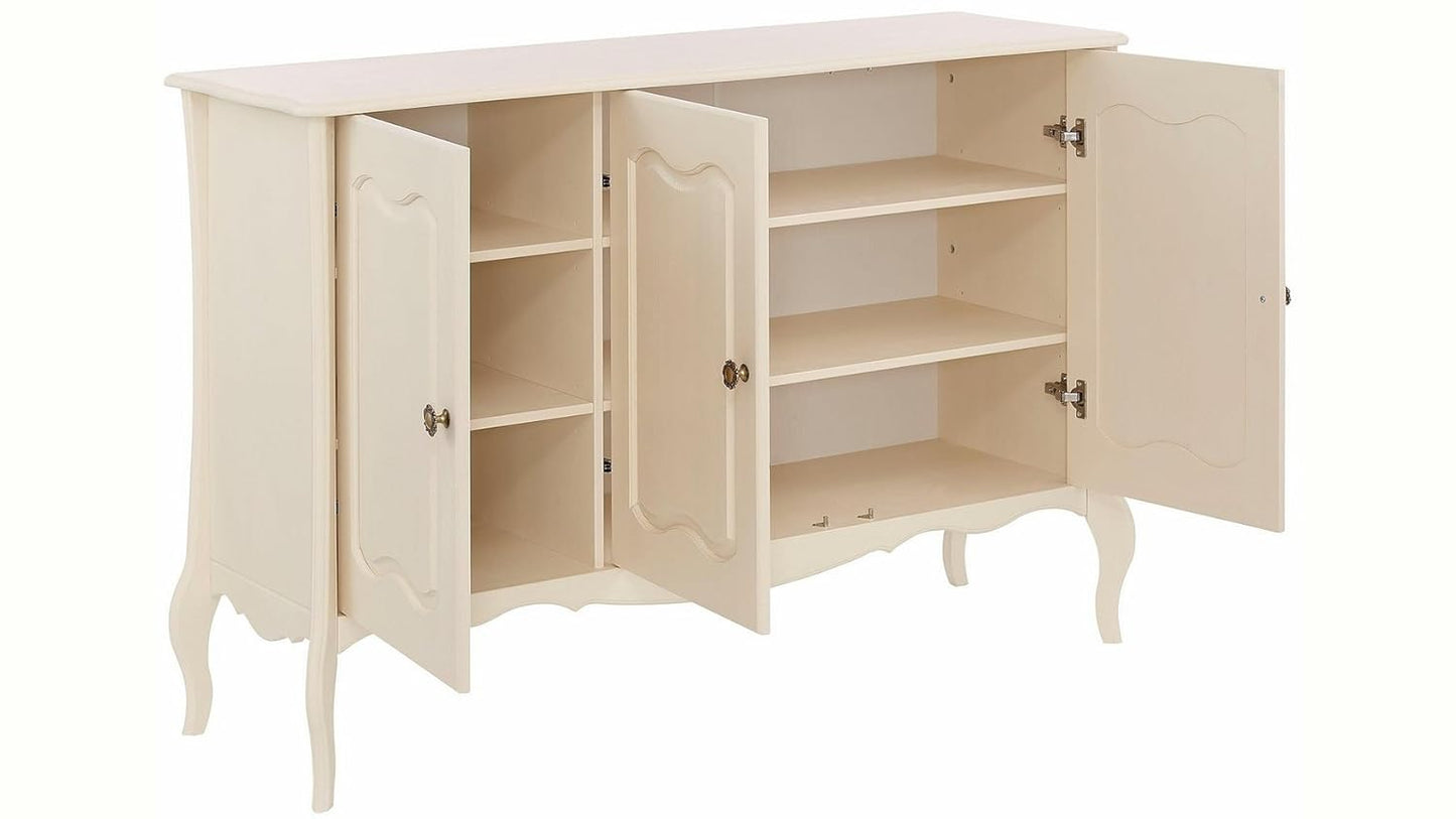 APRODZ Solid Wood Cali Sideboard Storage Cabinet for Living Room | White