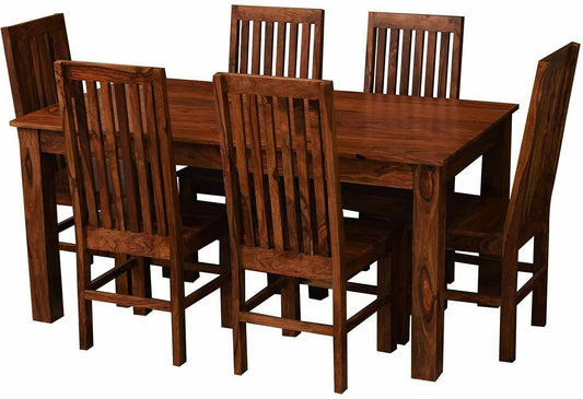 Sheesham Wood Tulsa 6 Seater Dining Table Set for Home | Dining Furniture | Brown Finish