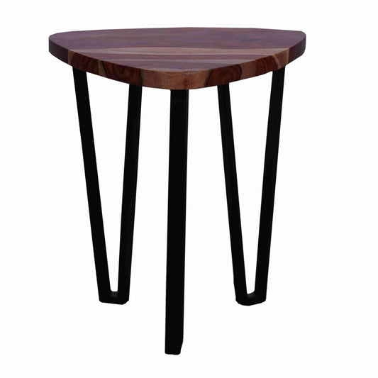 Trikon Sheesham Wood And Metal Side End Table