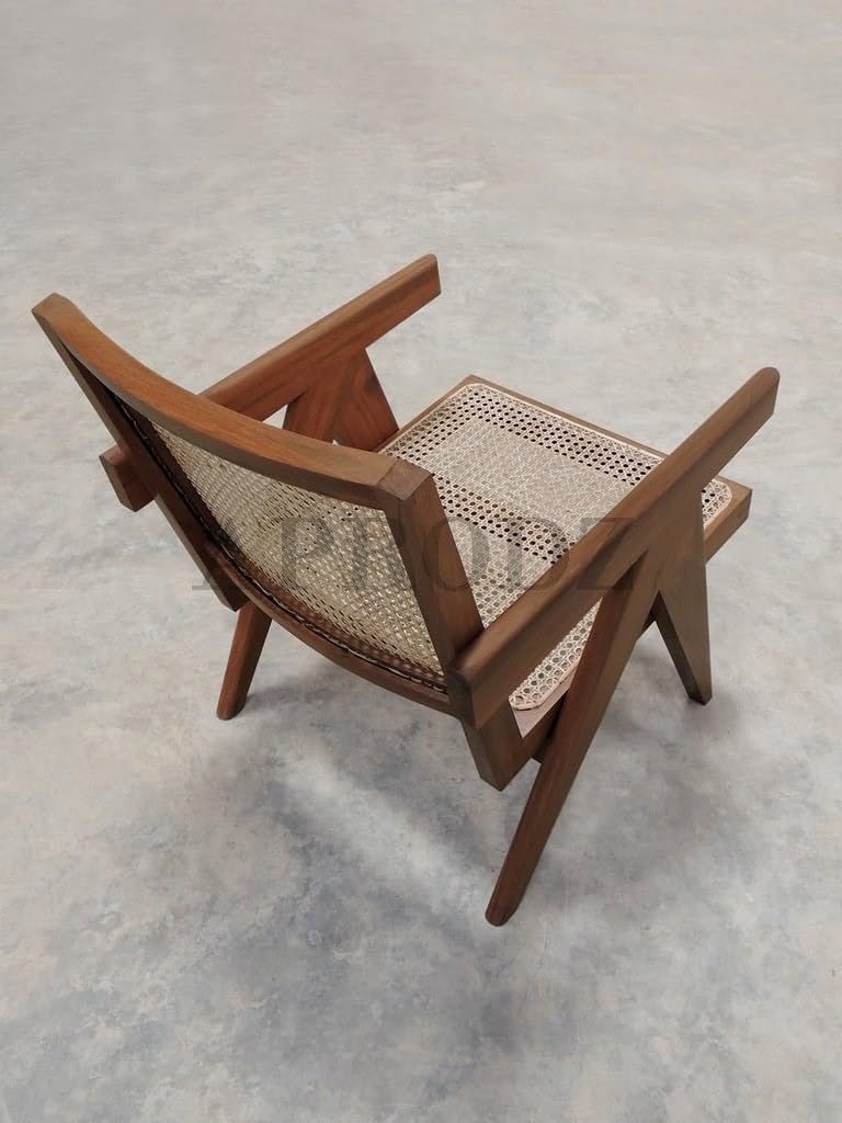 Darson Lenin French Style Teak Wood Cane Armchair(Set of 2)