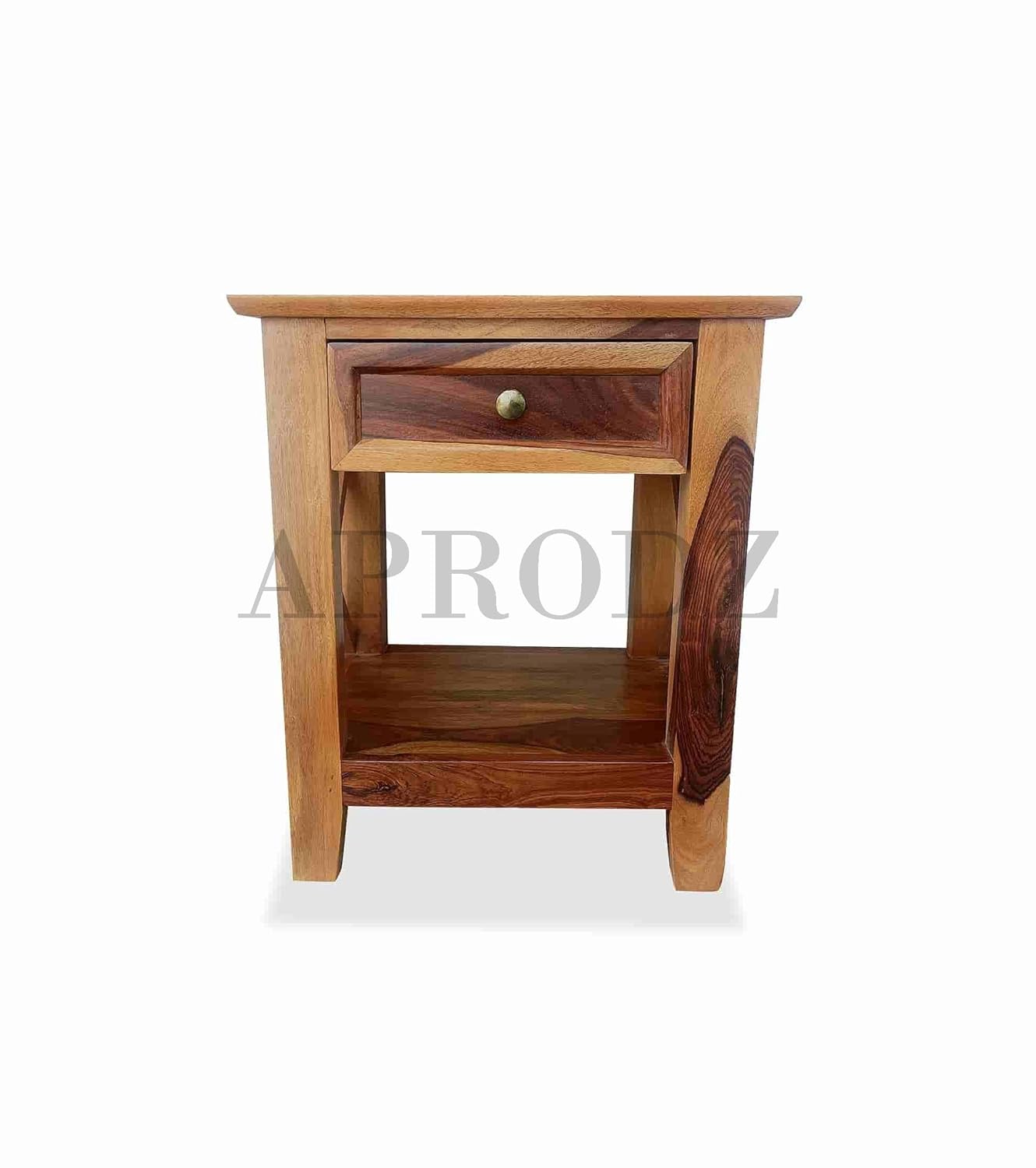 Solid Sheesham Wood Bedside Storage Table for Bedroom | Honey Finish