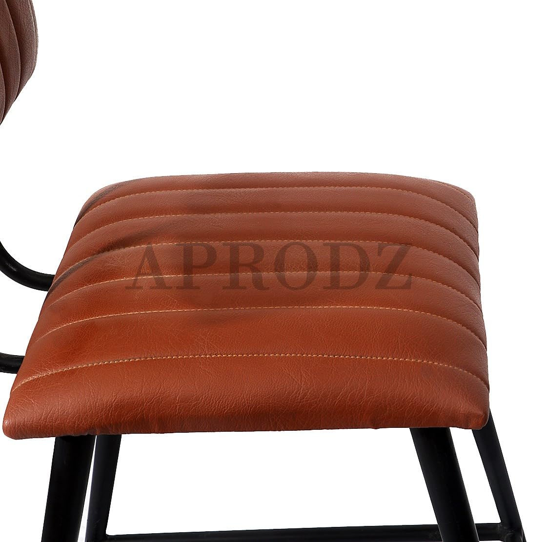 Upholstered Cold Rolled Steel Bar Stool (Brown Fabric + Black Powder Coated) - Set of 2