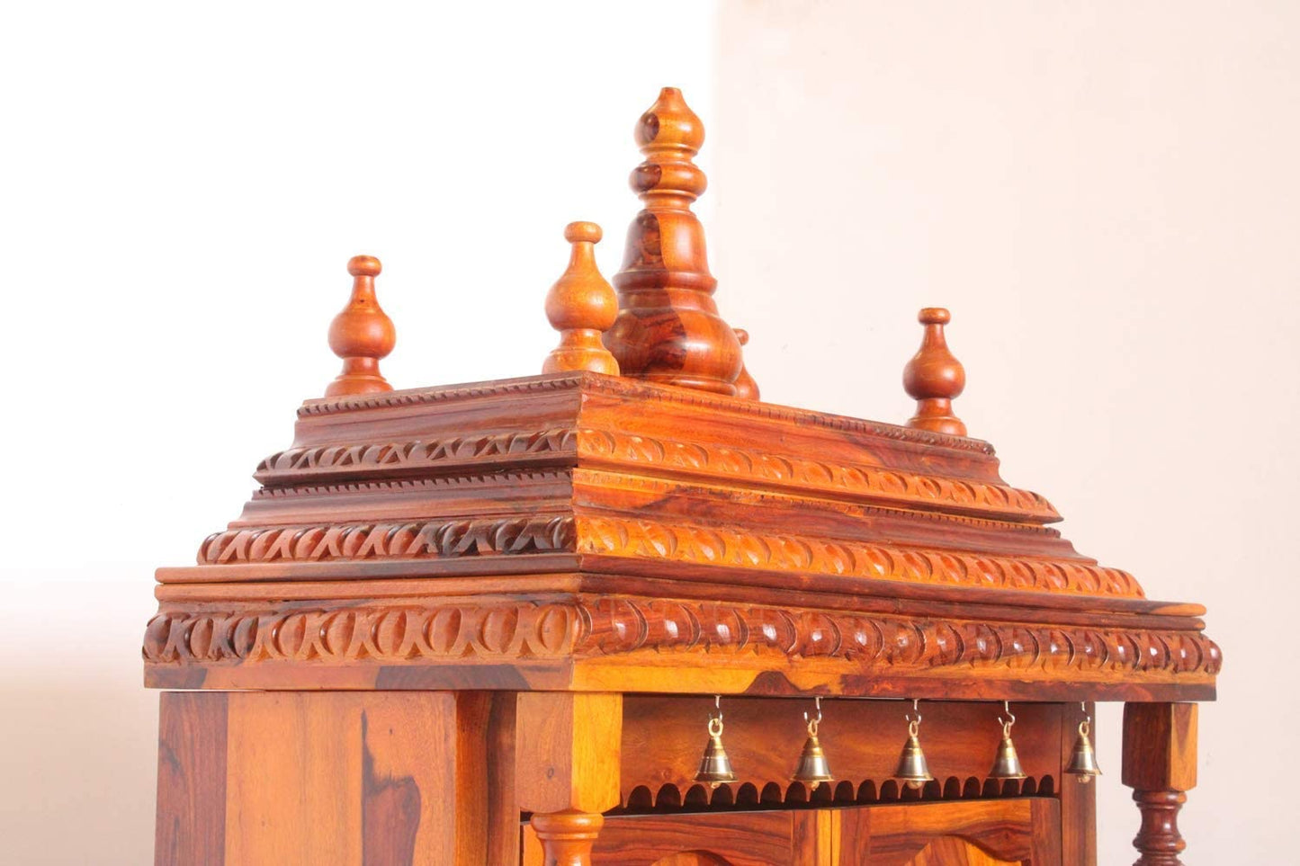 Handcrafted Sheesham Wood Temple with Storage for Pooja Room | Temple for Home | Pooja Mandir (Standard, Natural Teak)