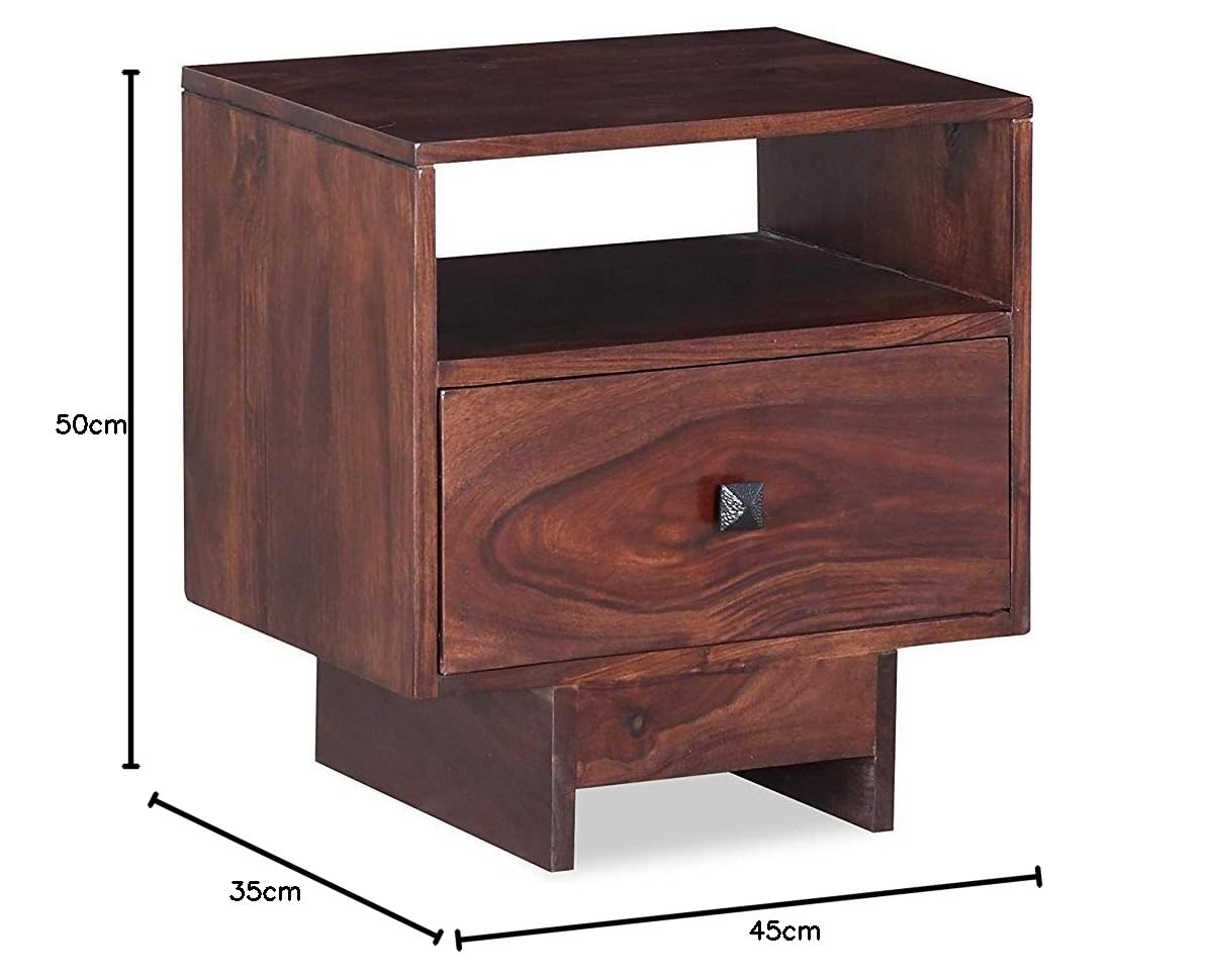 Gangwon Bedside Table (Light Walnut Sheesham)