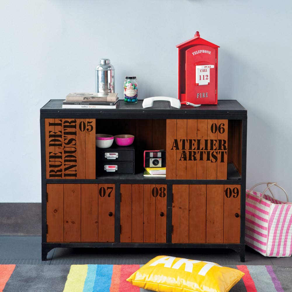 APRODZ Solid Wood Sumy Sideboard Storage Cabinet for Living Room | Wooden Cabinet for Kitchen | Brown Finish
