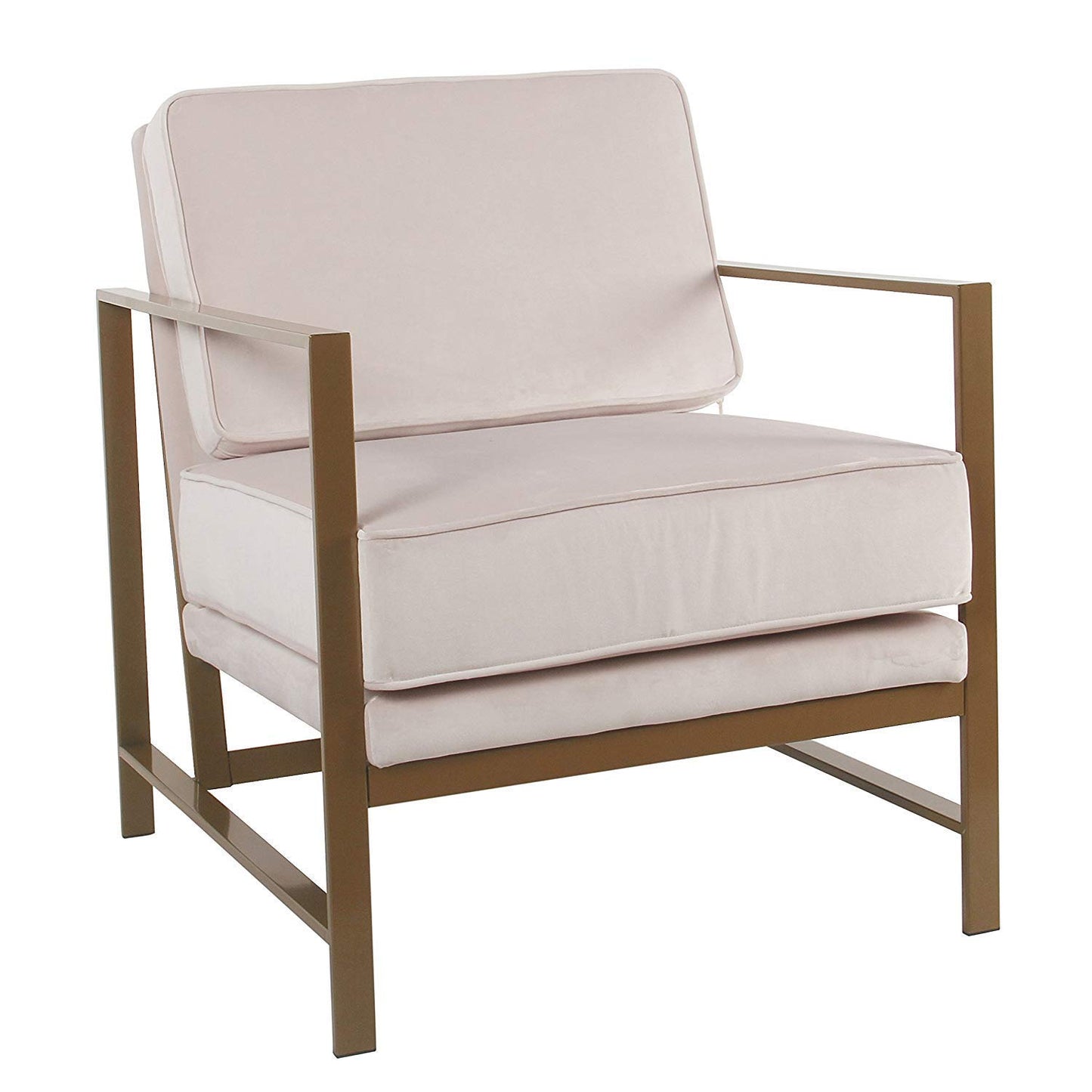 Aprodz Hudson Modern Velvet Accent Chair, Metal Frame, Navy
